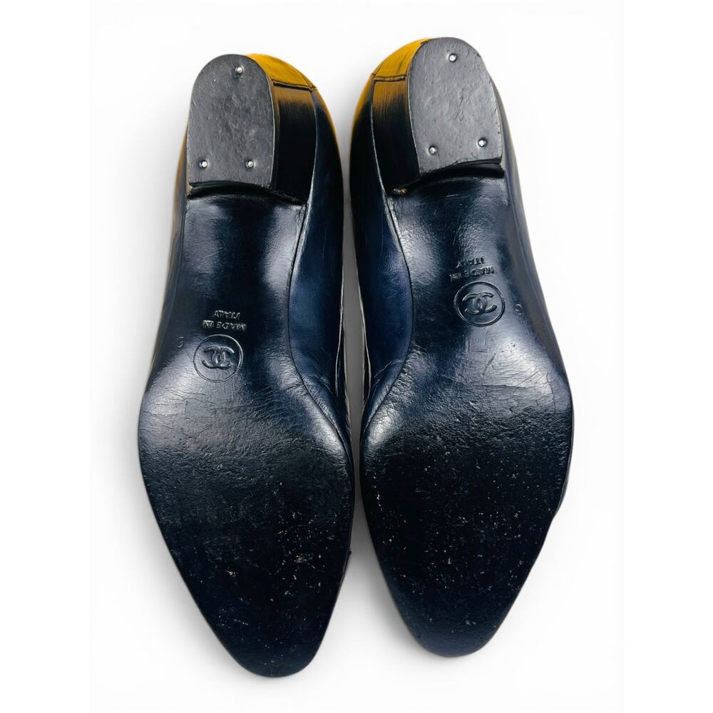 Chanel 1998 Two Tone Spectator Cap Toe Pumps Navy Black Leather Heels 36 - Picture 5 of 10